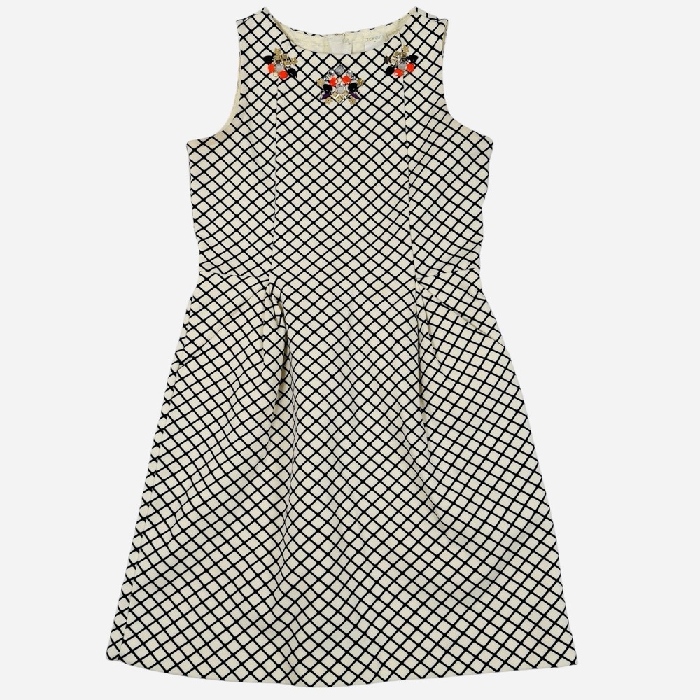 Crewcuts Dress Girls 10 Cream Blue‎ Sleeveless Beaded Gem Embellished Jewel